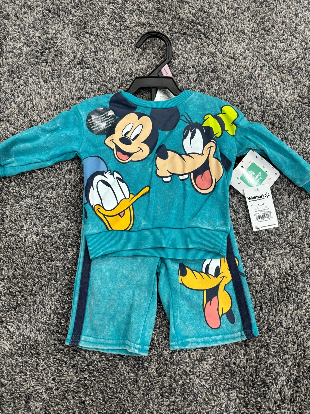Disney Characters Teal Kids two piece outfit Set - Mickey, Donald & Pluto